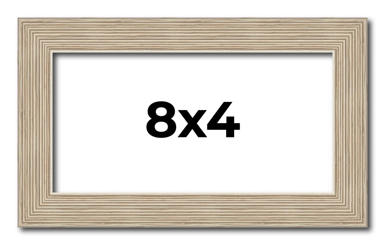 8x4 Thin Barnwood Picture Frame with UV-Resistant Acrylic & Acid Free Backing, Available in 2 Paint Finishes - Grey and Black